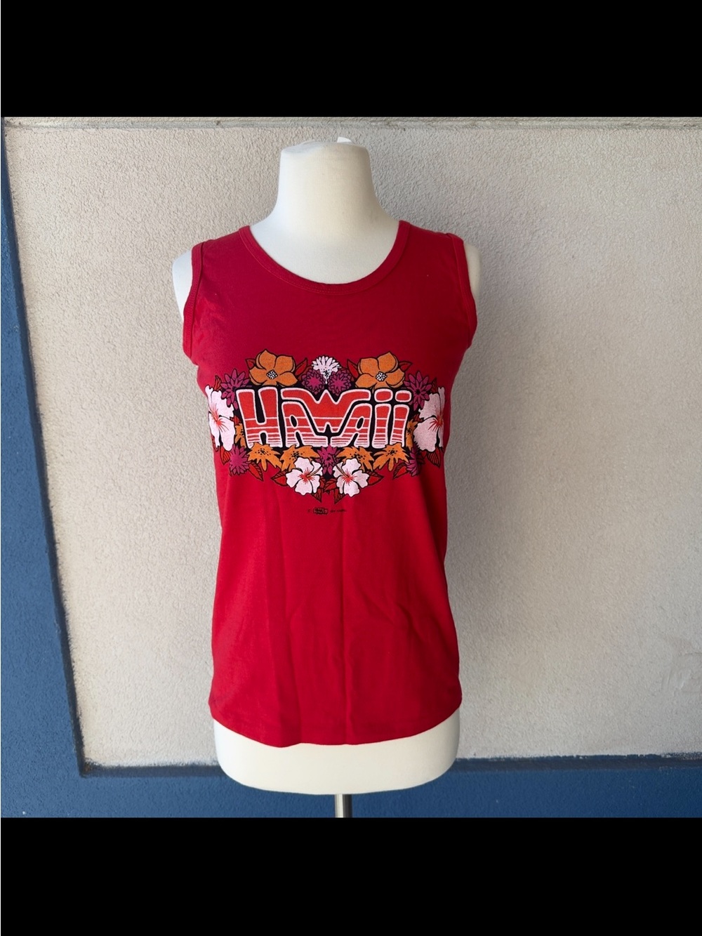 NWOT Vintage 1974 Crazy Shirt Hawaii Double Sided Red Tank Top